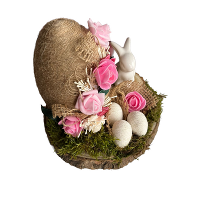 Schöne Osterdeko Hase und Große Eier mit Rosen